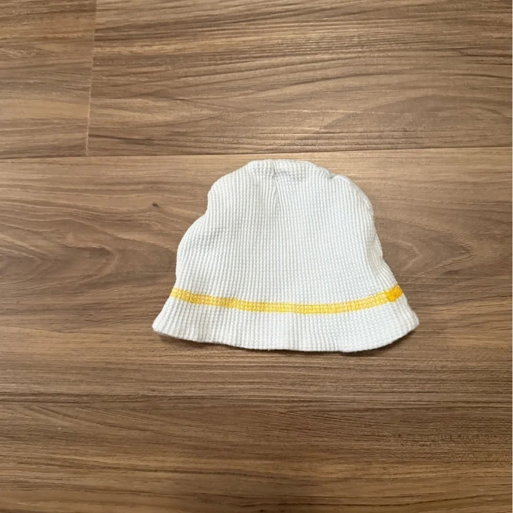 Little Beginnings Baby Cozy Knit Beanie in Blue and Yellow size 6/9M